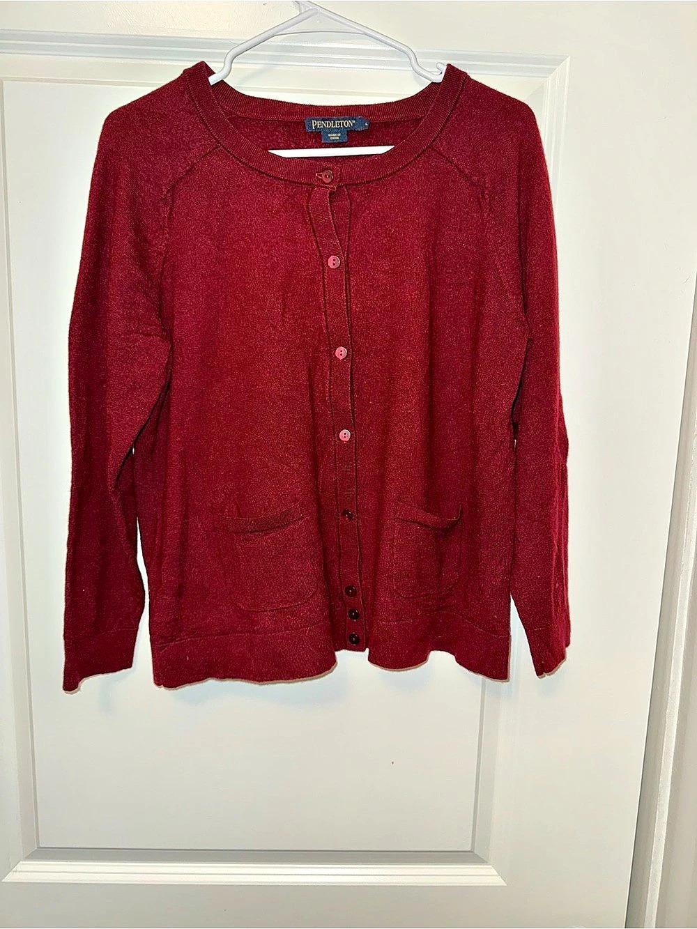 Pendleton Women's Relaxed Merino Cardigan Wool Red